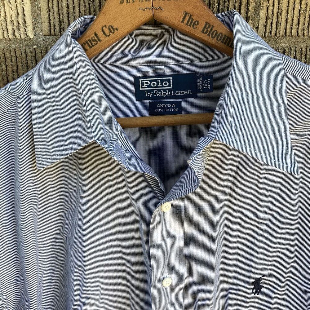 Polo by Ralph Lauren Men's 16.5 34/35 Pencil Stripe Long Sleeve Button Up Andrew